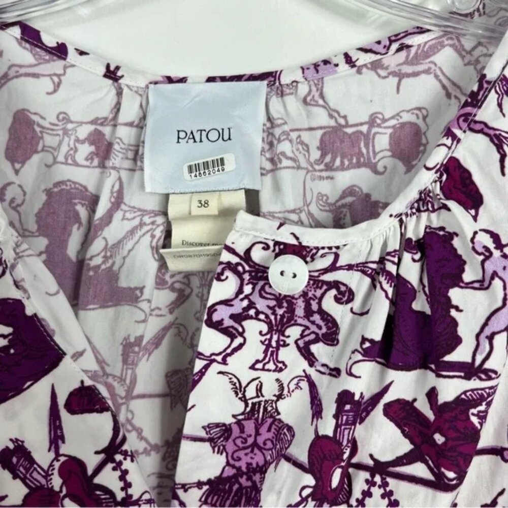 PATOU Voluminous maxi dress in Stories & Tales Print dainty Ruffle sleeve 38 / 6 - Picture 11 of 15